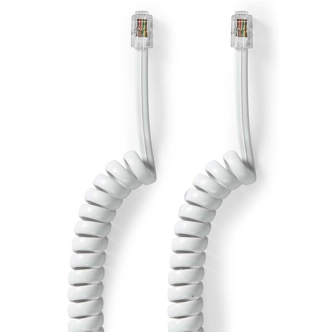 Cable telefonico espiral 4 hilos rj10 2 M Blanco