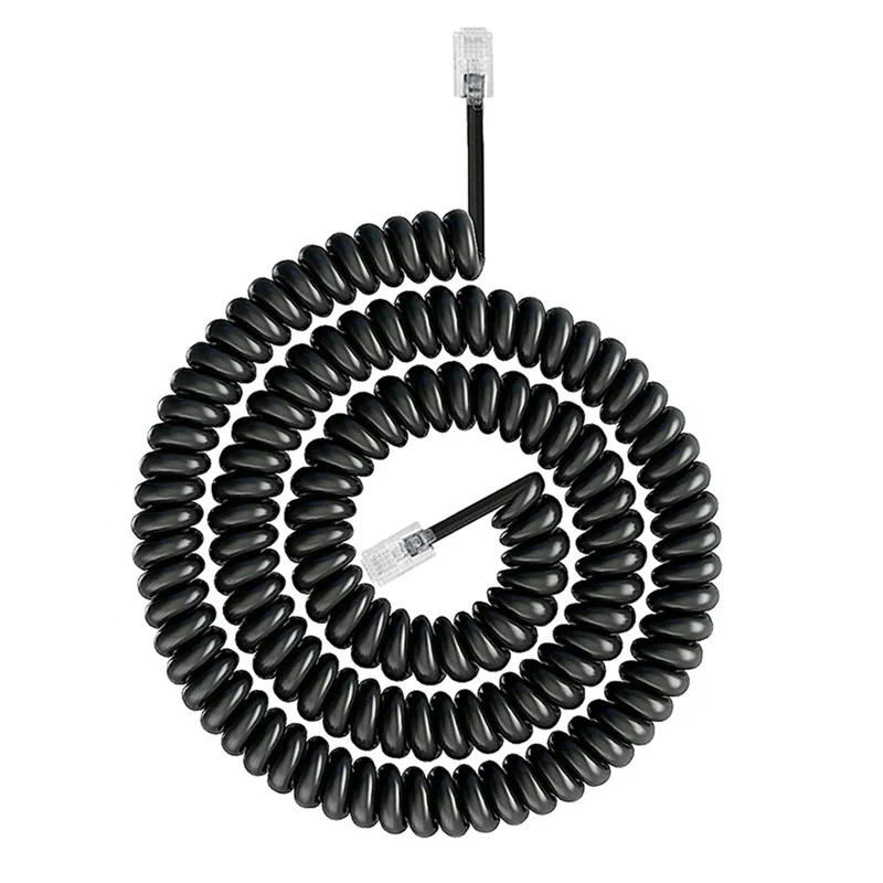 Cable telefonico espiral  4 hilos rj10 2 M Negro
