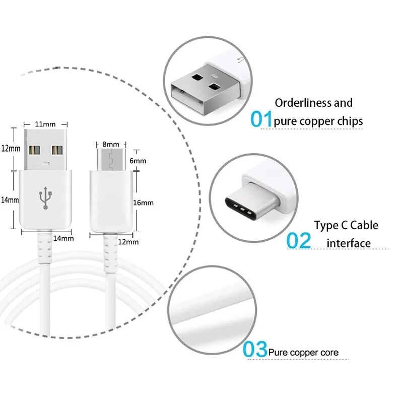 Cable USB 2.0 3A Tipo C macho - Tipo A macho 1 M Blanco