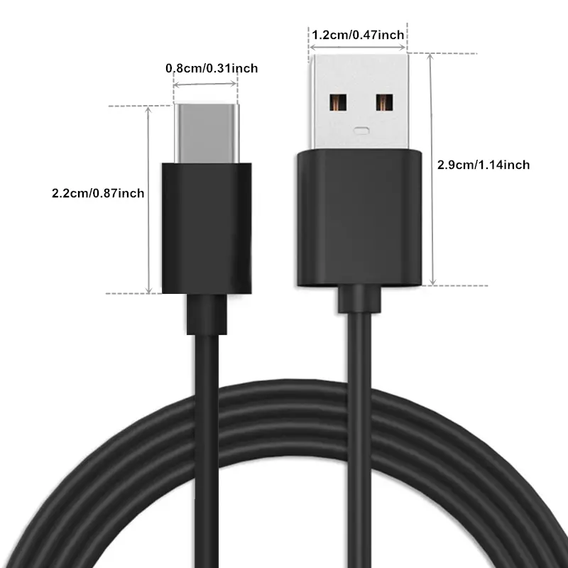 Cable USB 2.0 3A Tipo C macho - Tipo A macho 1 M Negro