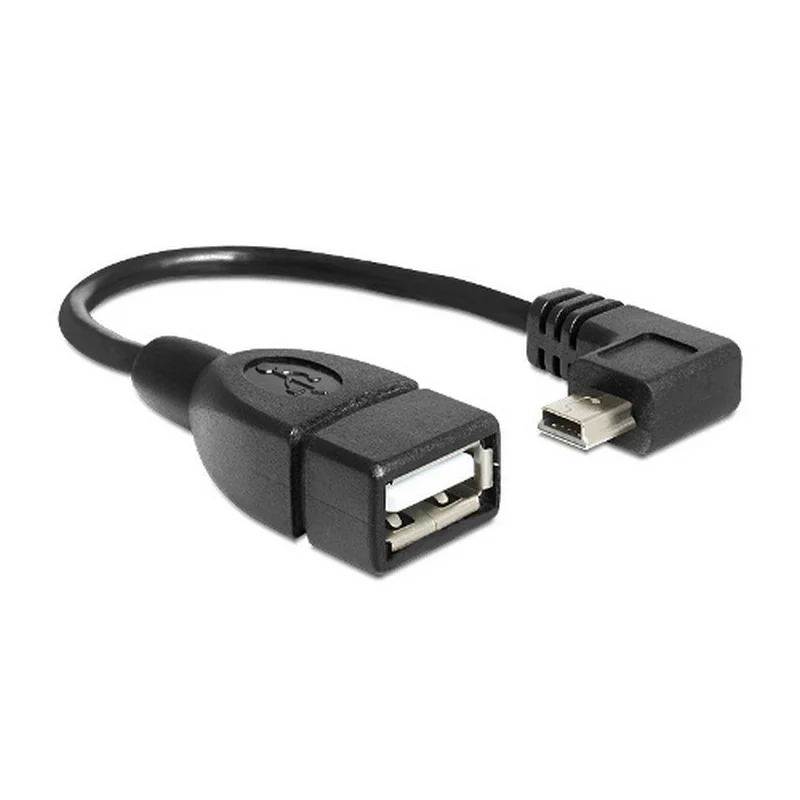 Cable USB otg 2.0 mini B macho acodado 0.15 M Negro