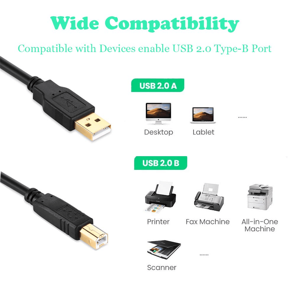 Cable USB 2.0 para impresora con ferrita 2 M Negro