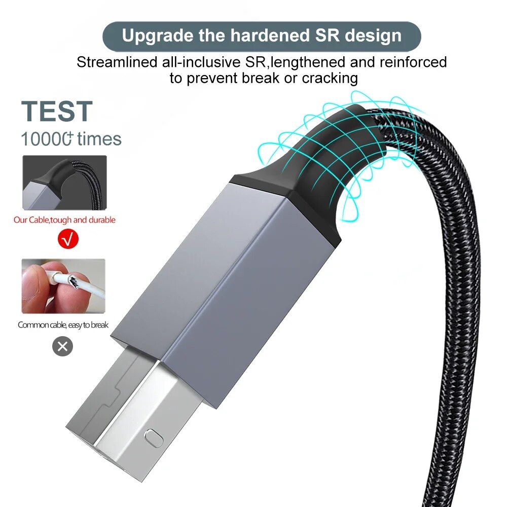 Cable USB 2.0 para impresora tipo B nylon 1 M Negro