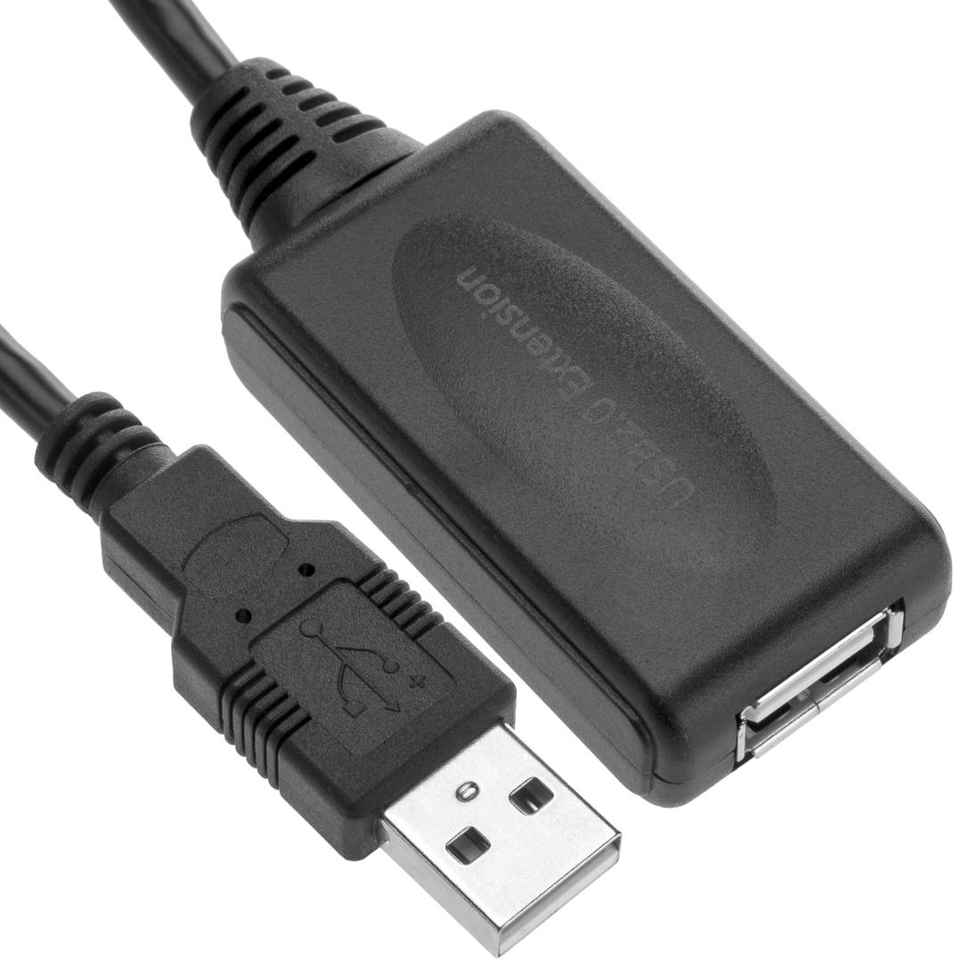 Cable USB 2.0 prolongador con Amplificador macho-hembra 15 M Negro