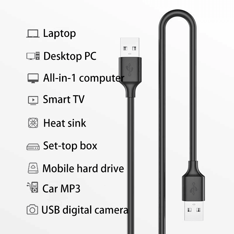 Cable USB 2.0 tipo A macho - macho 2 M Negro