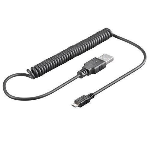 Cable USB 2.0 Tipo A  - micro USB tipo B espiral 1 M Negro
