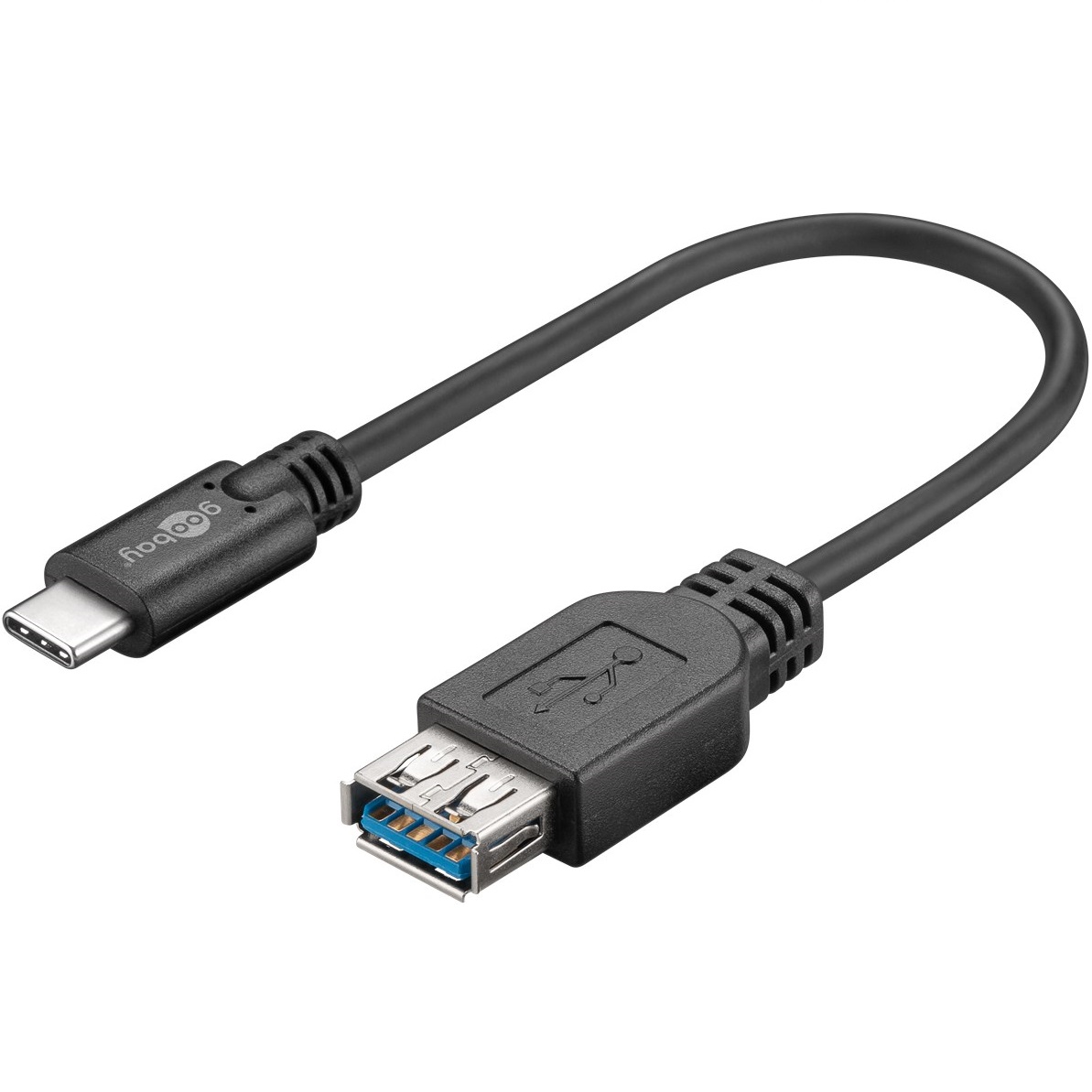 Cable USB 3.0 3A otg Tipo C macho - USB A hembra 0.20 M Negro