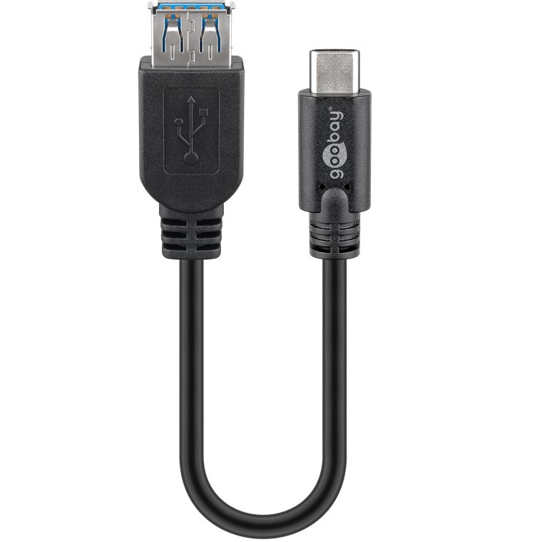 Cable USB 3.0 3A otg Tipo C macho - USB A hembra 0.20 M Negro