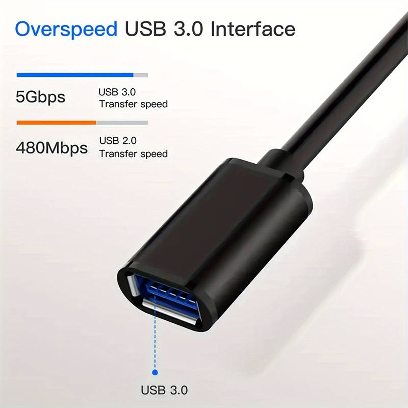 Cable USB 3.0 A/M-A/H 1 M Negro