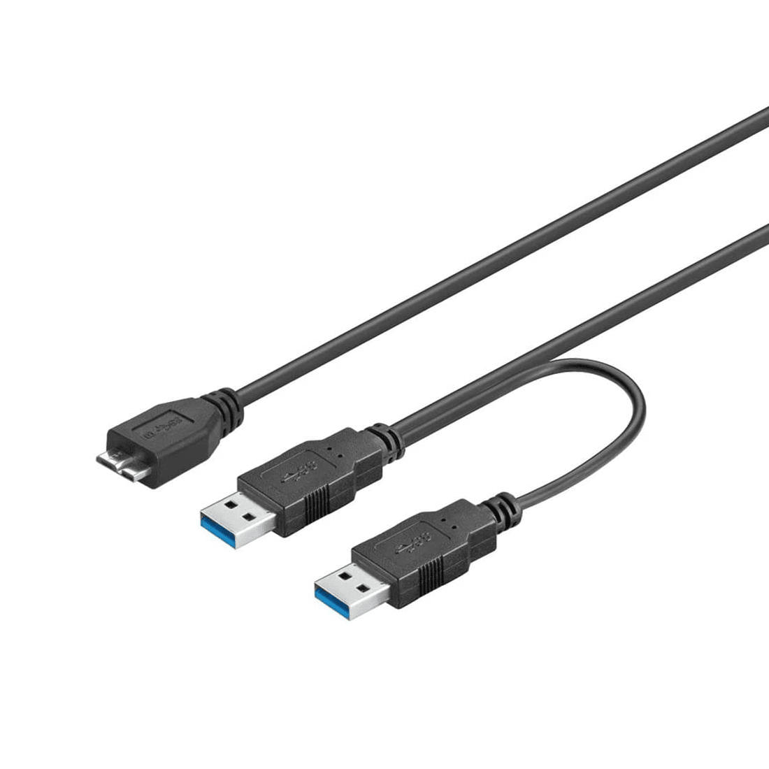 Cable USB 3.0 micro  tipo B dual-power 0.50 M Negro