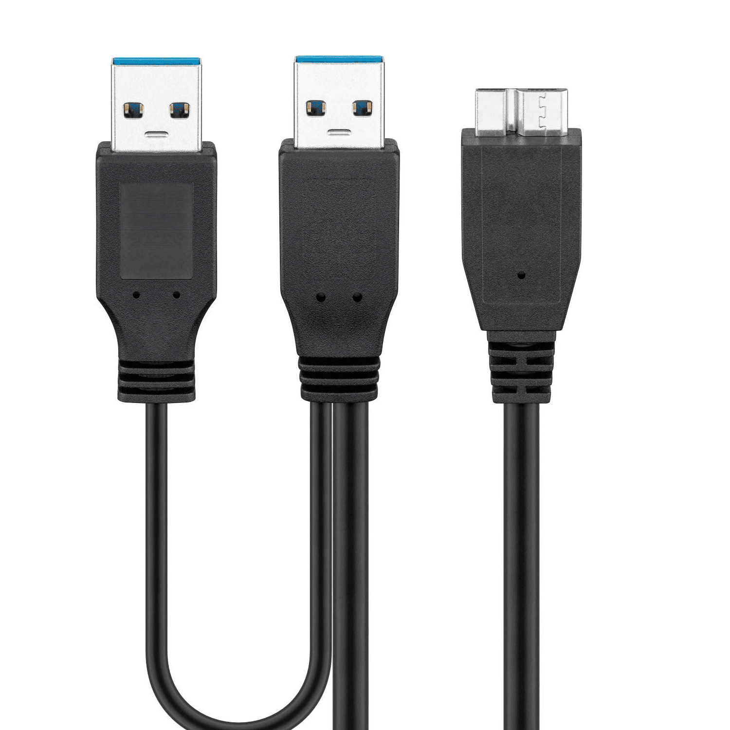 Cable USB 3.0 micro  tipo B dual-power 0.50 M Negro