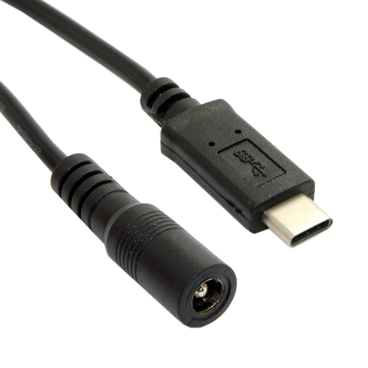 Cable USB C 3.1 a DC 5.5 2.1 mm hembra 20 cm Negro