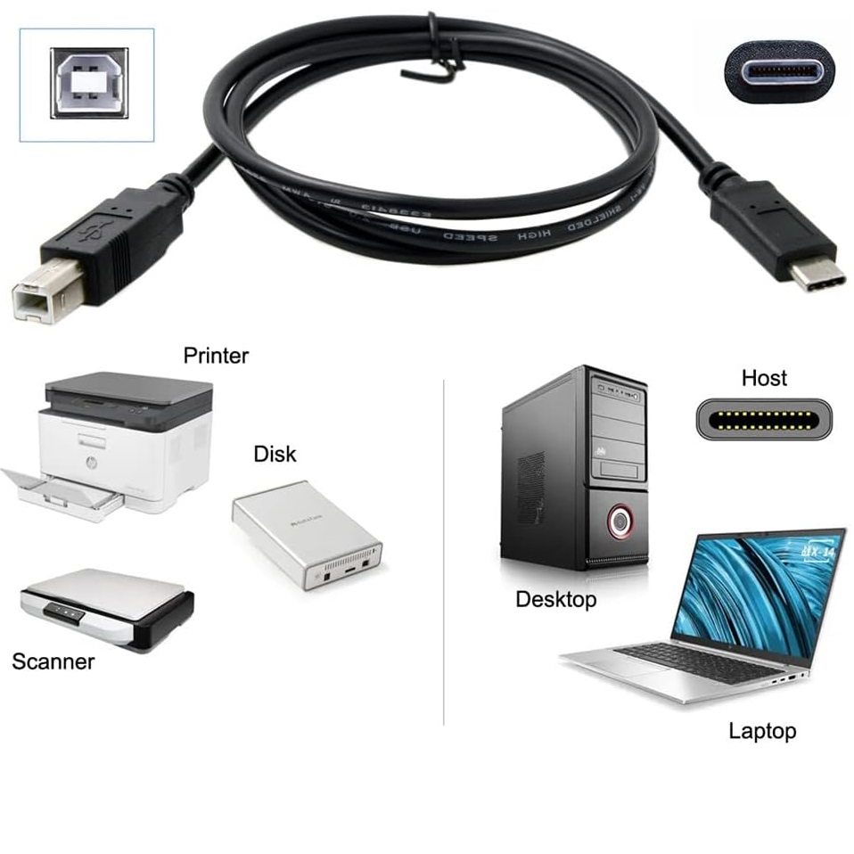 Cable USB C 3.1 Macho a Tipo B Macho 1 M Negro
