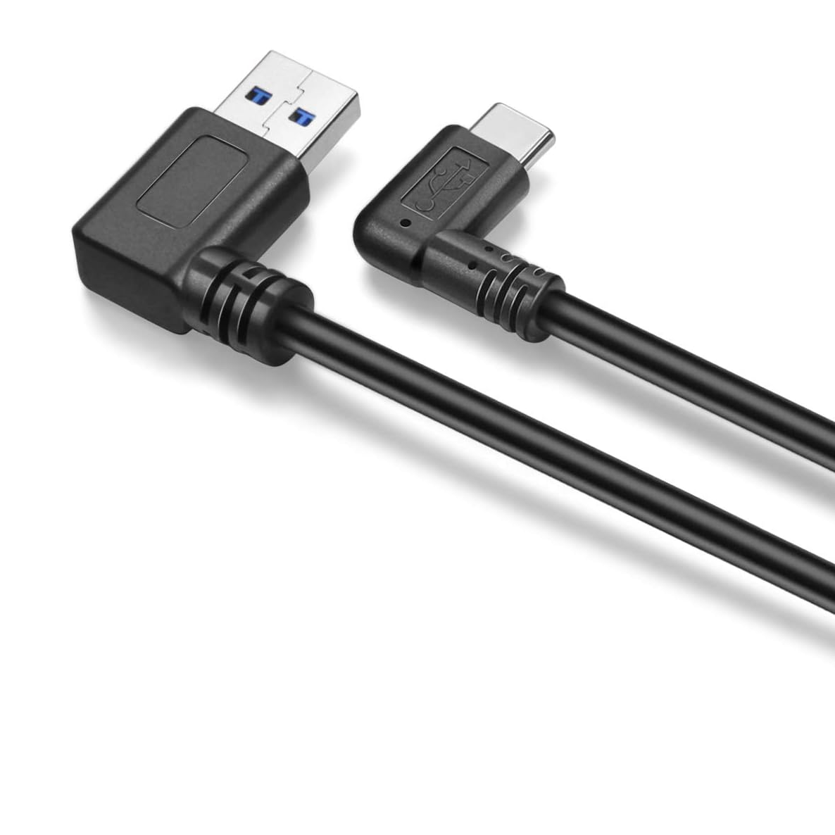 Cable USB-C 3.1 macho a USB-A 3.1 macho acodado 0.50 M Negro