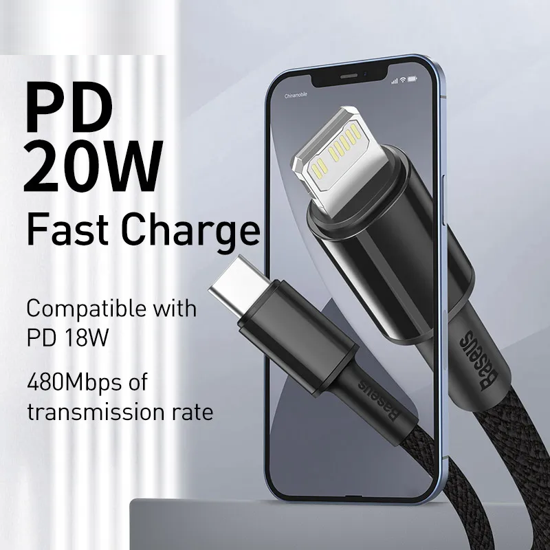 Cable USB C a Lightning 20W 1 M Negro