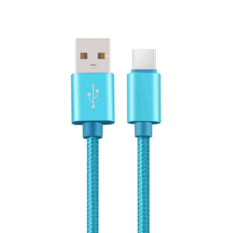Cable USB C carga rápida y sincronización Nylon trenzado 2 M Azul 2A