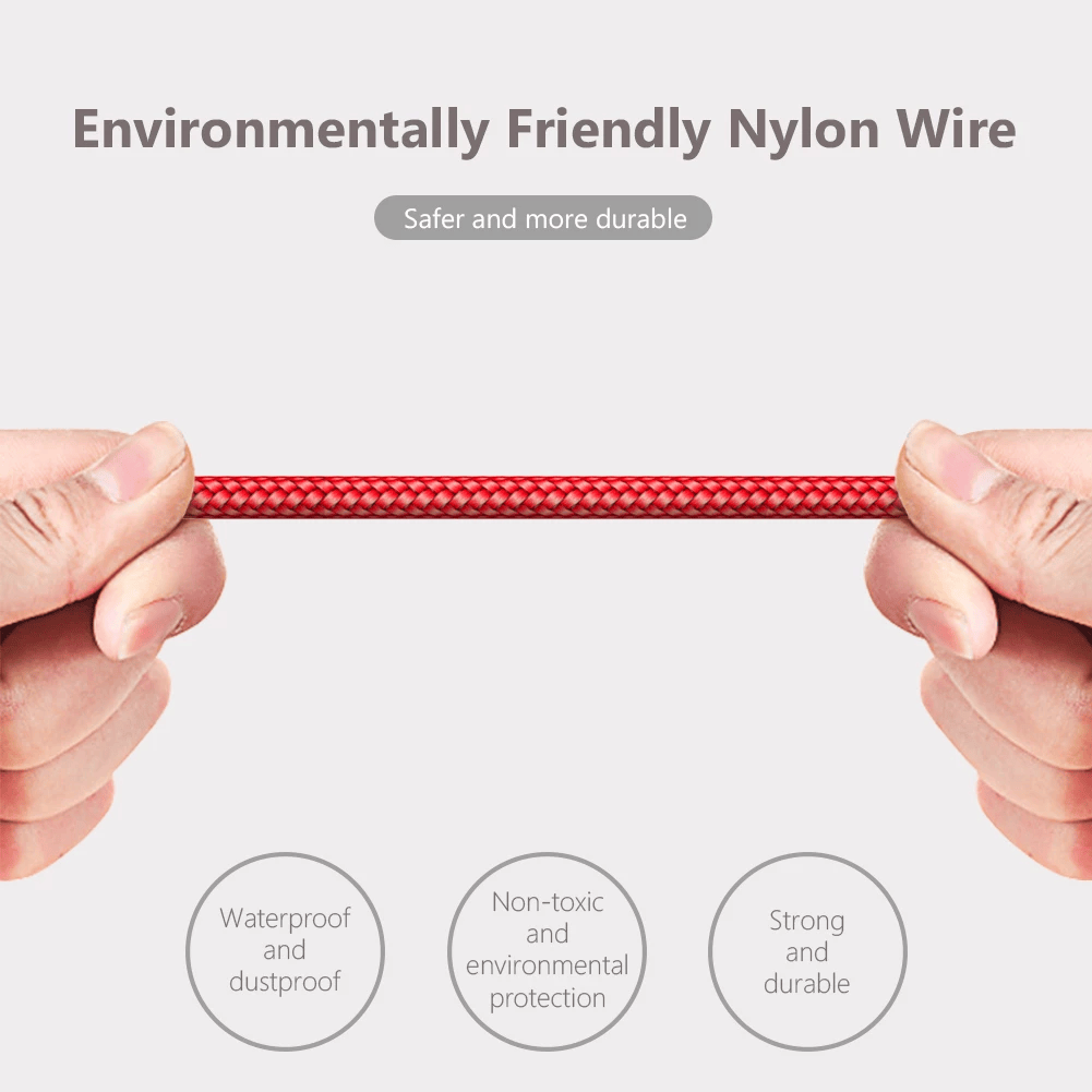Cable USB C carga rápida y sincronización Nylon trenzado 2 M Rojo 2A