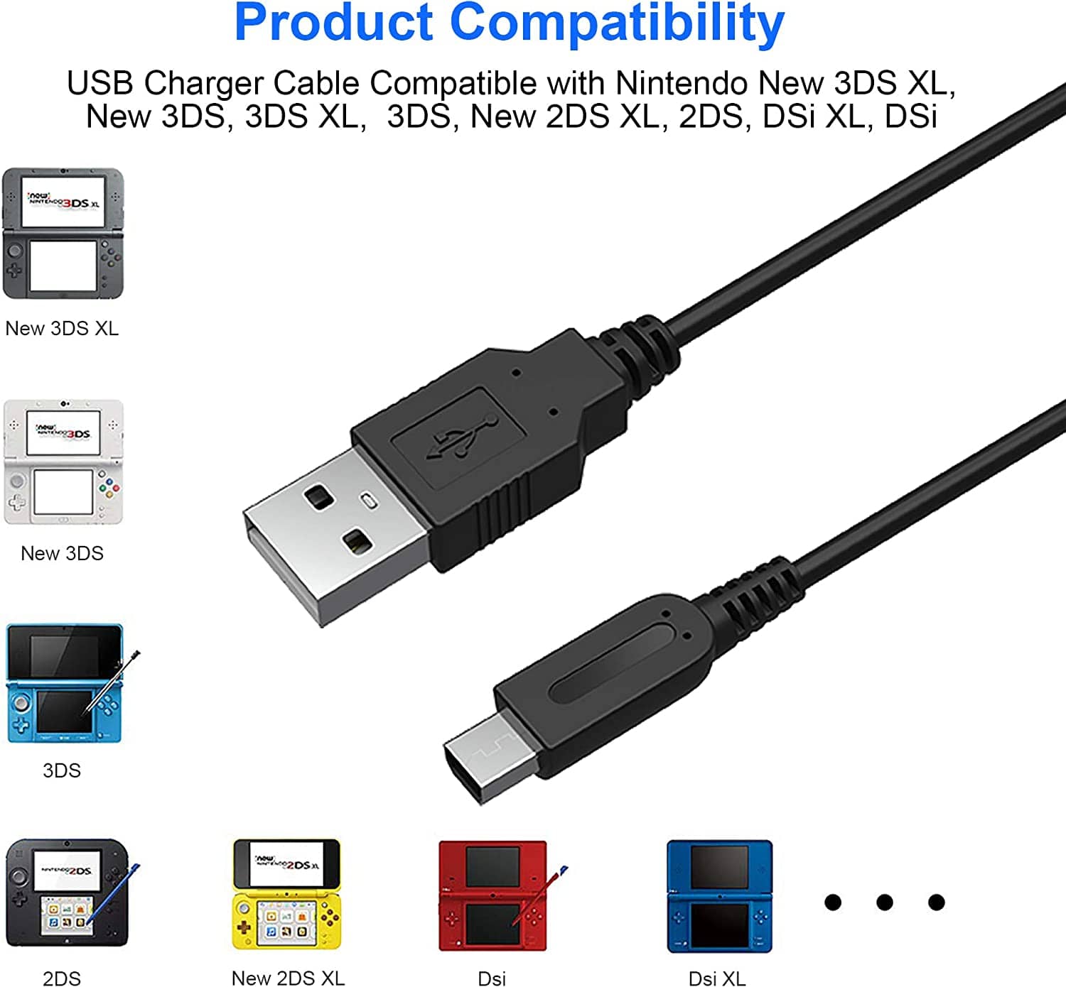 Cable USB compatible con Nintendo Dsi - 3DS - DSiXL