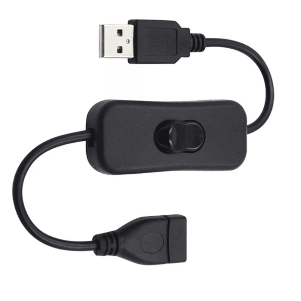 Cable USB con interruptor macho-hembra 0.30 M Negro