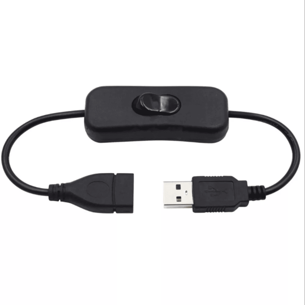 Cable USB con interruptor macho-hembra 0.30 M Negro