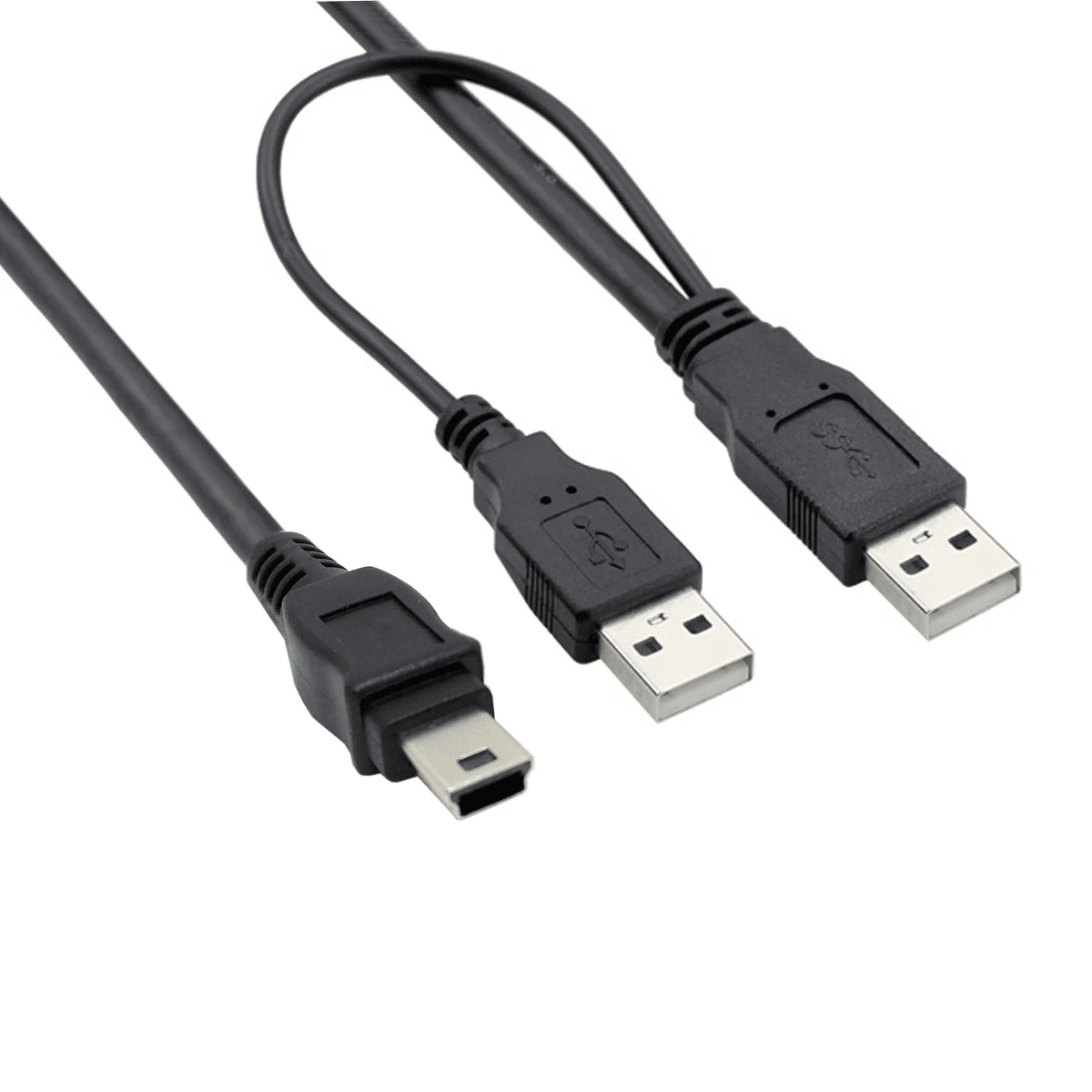 Cable USB mini tipo B 5 pines dual-power 0.50 M Negro