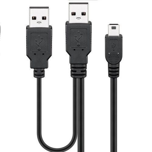 Cable USB mini tipo B 5 pines dual-power 0.50 M Negro
