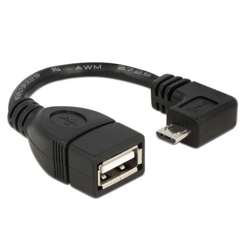 Cable USB otg 2.0 micro B macho acodado 0.15 M Negro