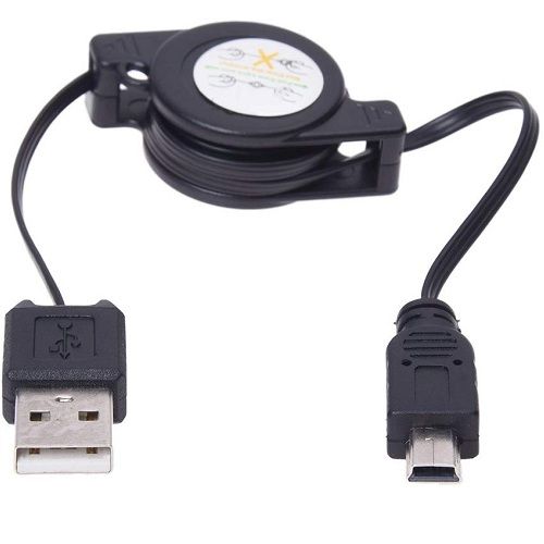 Cable usb retractil mini USB 0.75 M Negro