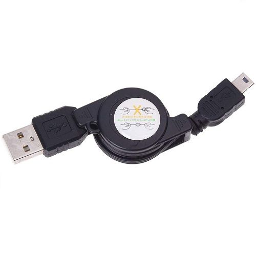 Cable usb retractil mini USB 0.75 M Negro