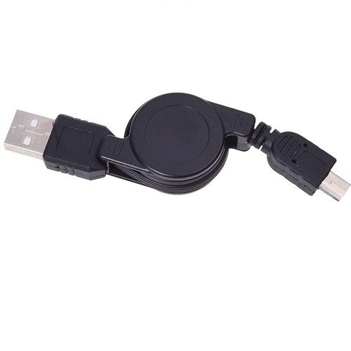Cable usb retractil mini USB 0.75 M Negro