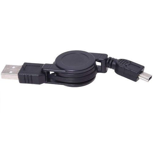 Cable usb retractil mini USB 0.75 M Negro