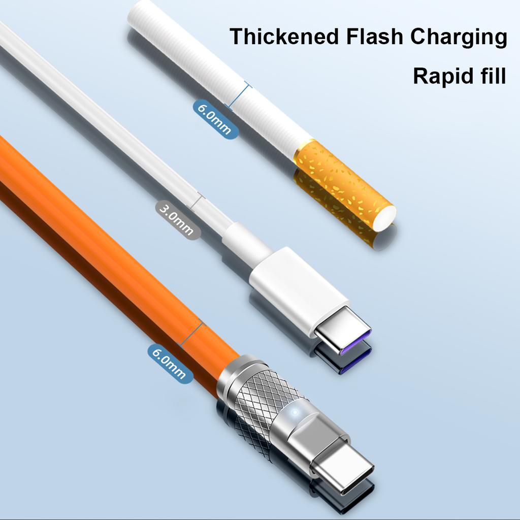 Cable USB tipo C de carga rápida 6A 120W silicona 1 M Naranja