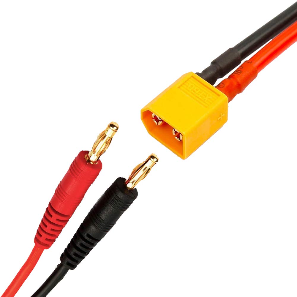 Cable XT60 macho a HXT Banana 4.0mm macho  rojo-negro