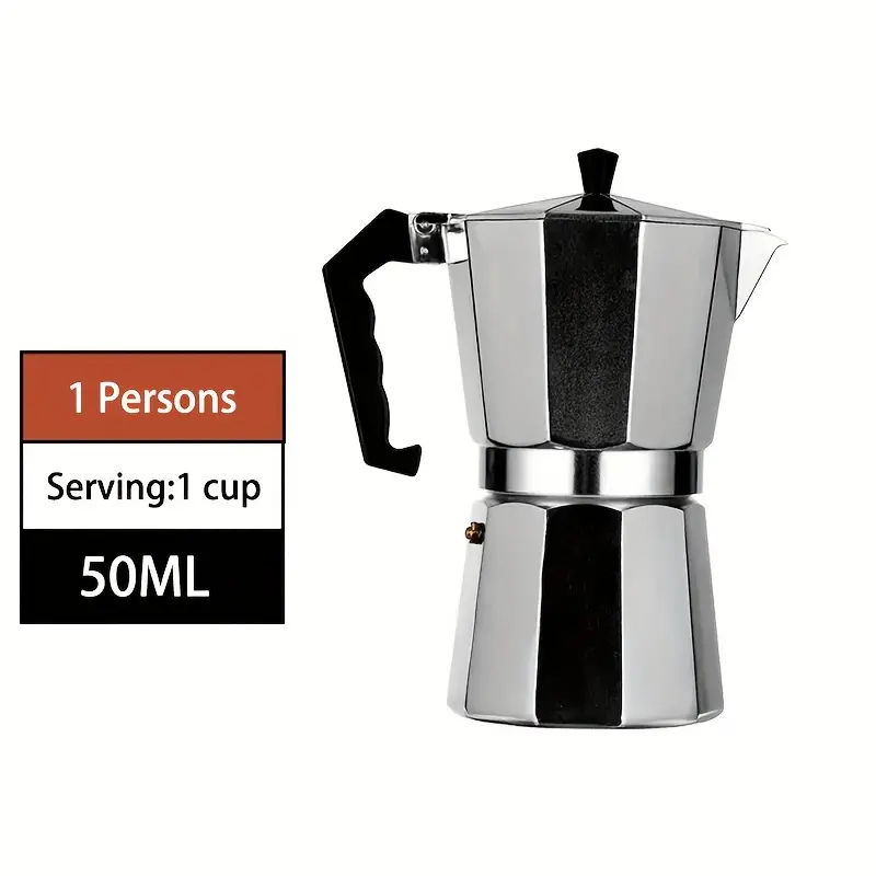 Cafetera Moka manual de aluminio 1 taza 13 cm Plateado