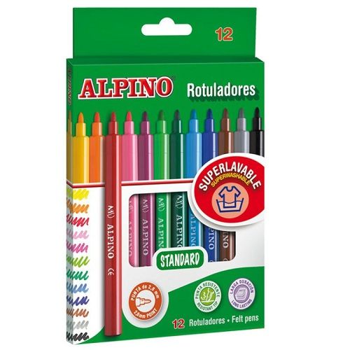 Caja 12 rotuladores de Colores Alpino punta fina  Multicolor