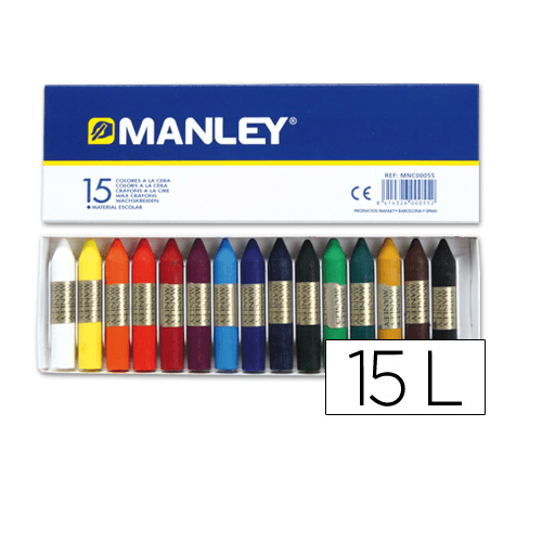 Caja 15 cera blanda de Colores Manley  Multicolor