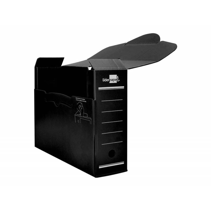 Caja archivo definitivo plastico Liderpapel 36x26x10 cm  Negro