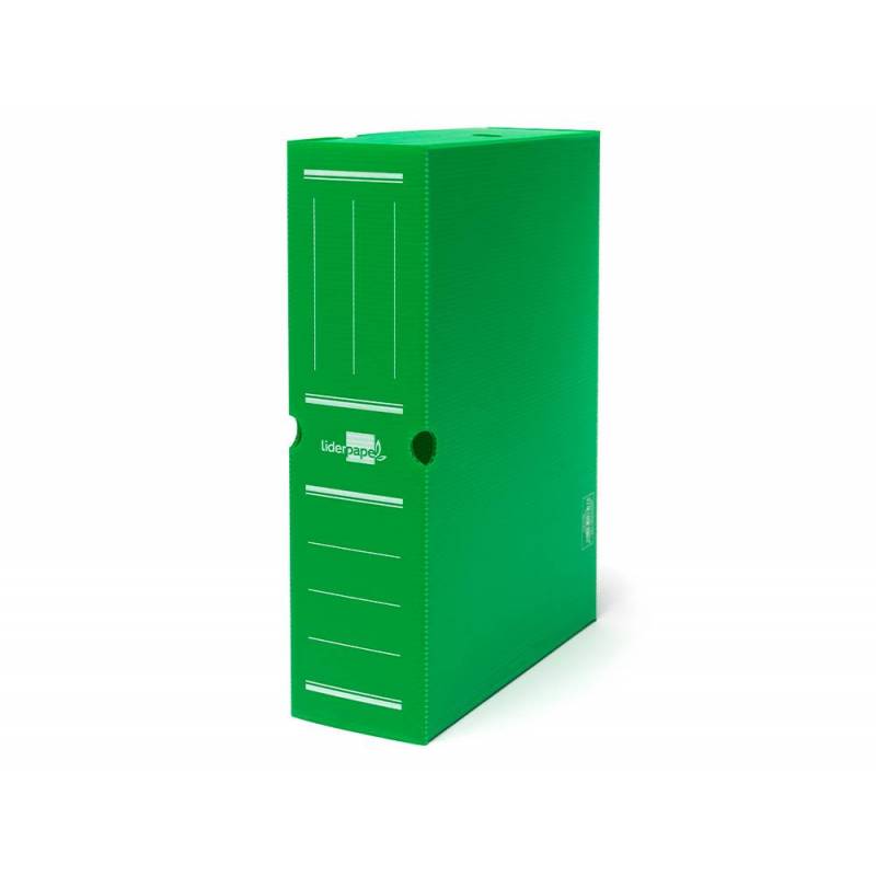 Caja archivo definitivo plastico Liderpapel 36x26x10 cm  Verde