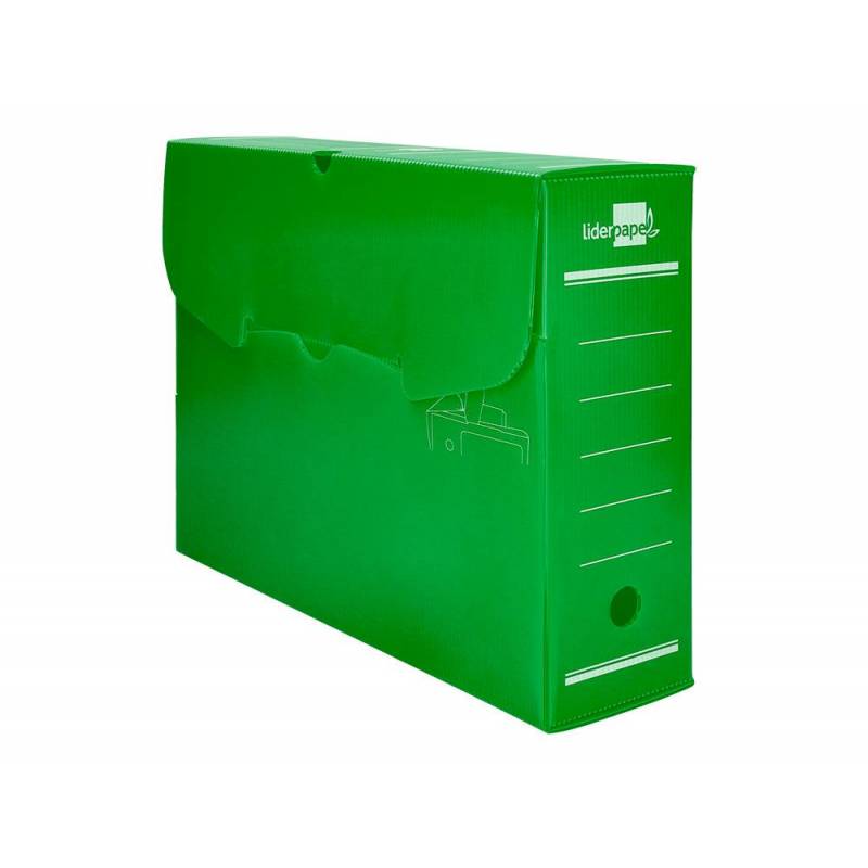 Caja archivo definitivo plastico Liderpapel 36x26x10 cm  Verde