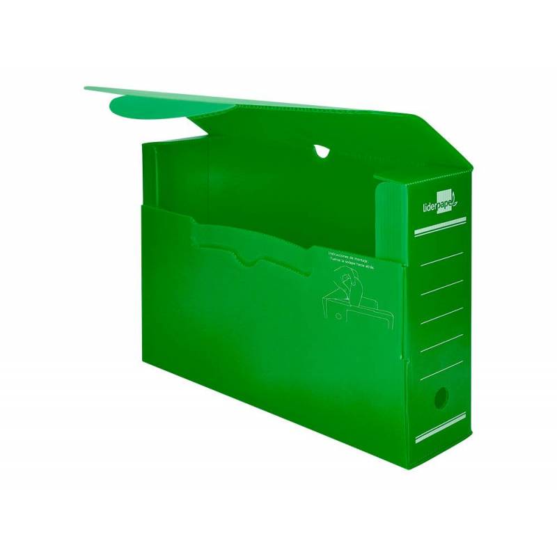 Caja archivo definitivo plastico Liderpapel 36x26x10 cm  Verde