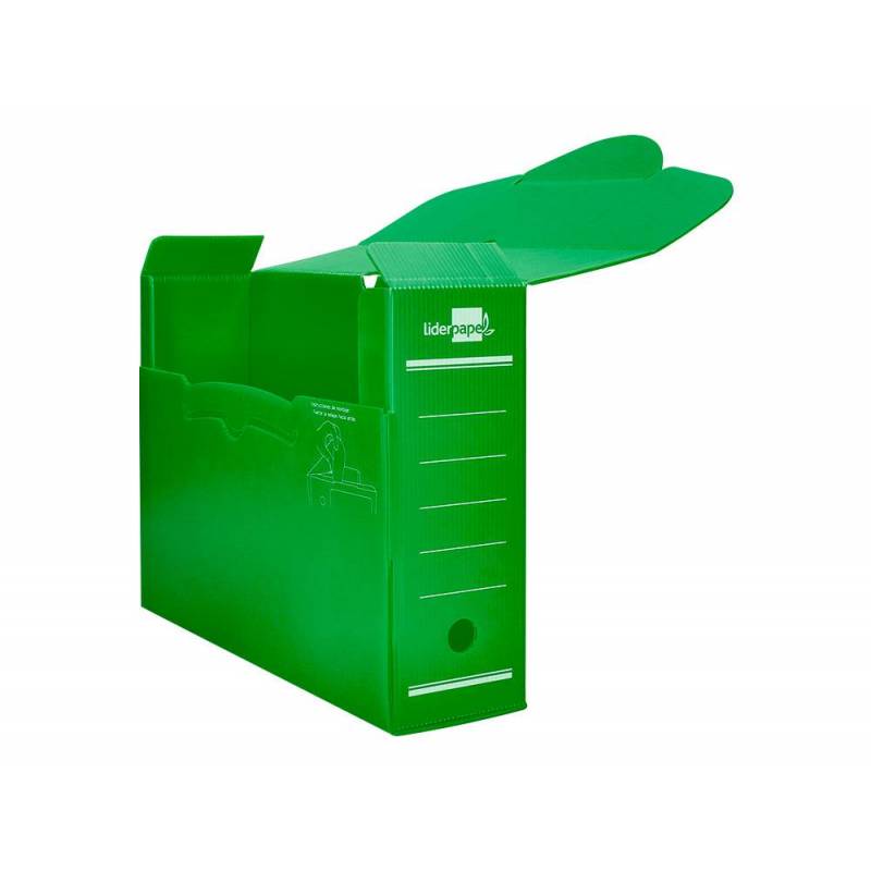 Caja archivo definitivo plastico Liderpapel 36x26x10 cm  Verde