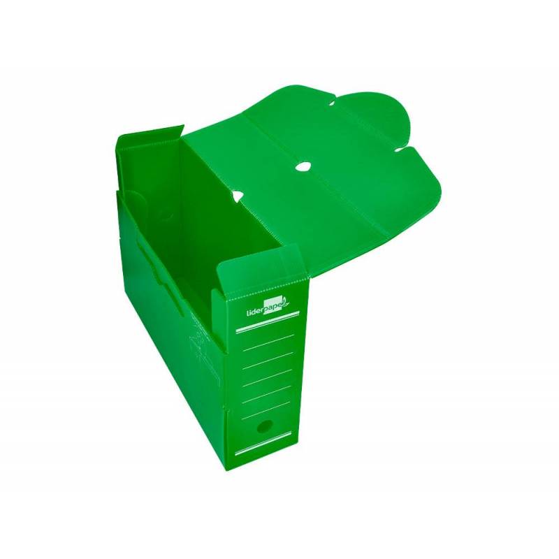 Caja archivo definitivo plastico Liderpapel 36x26x10 cm  Verde