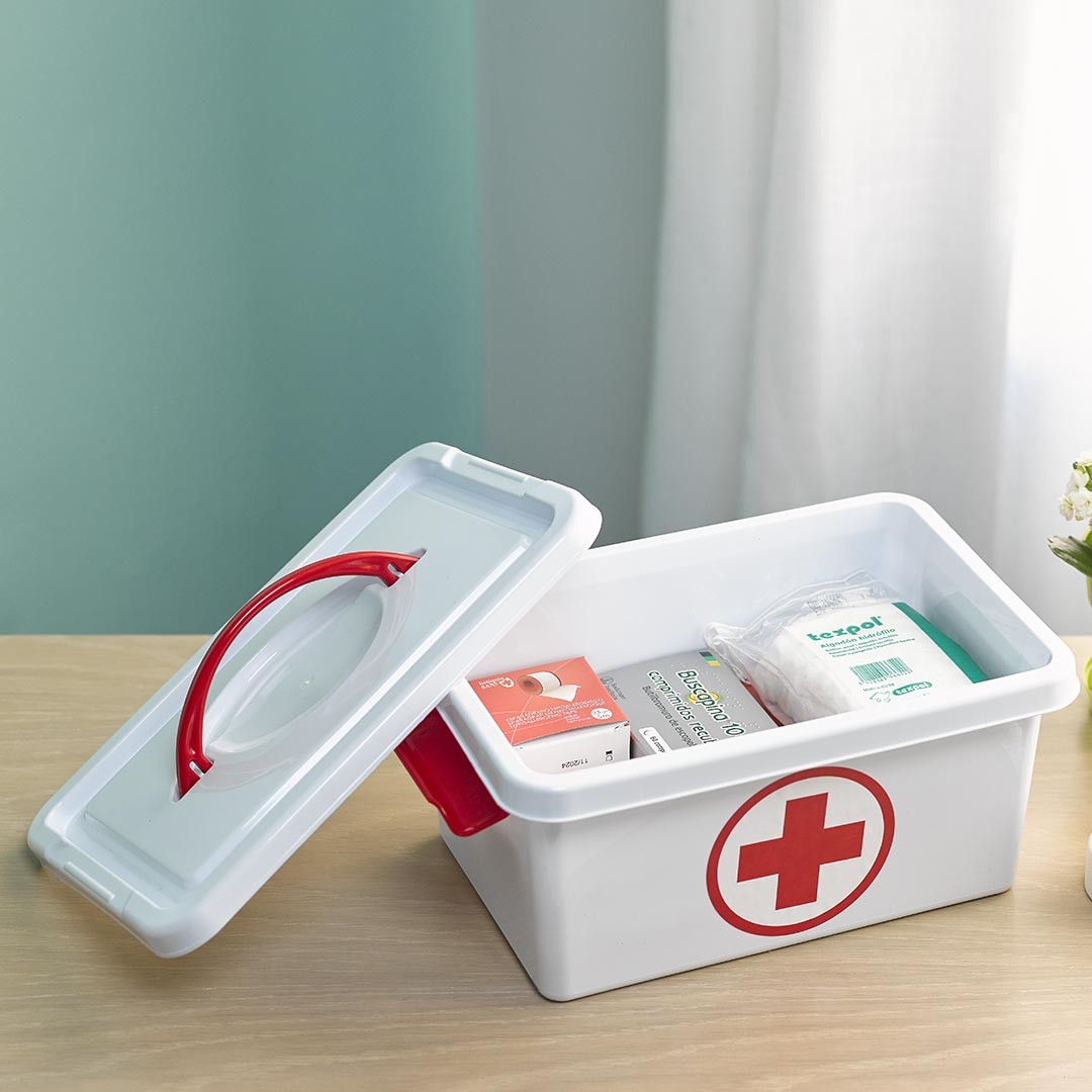 Caja botiquin Primeros Auxilios con Tapa y asa 4 Litros Blanco
