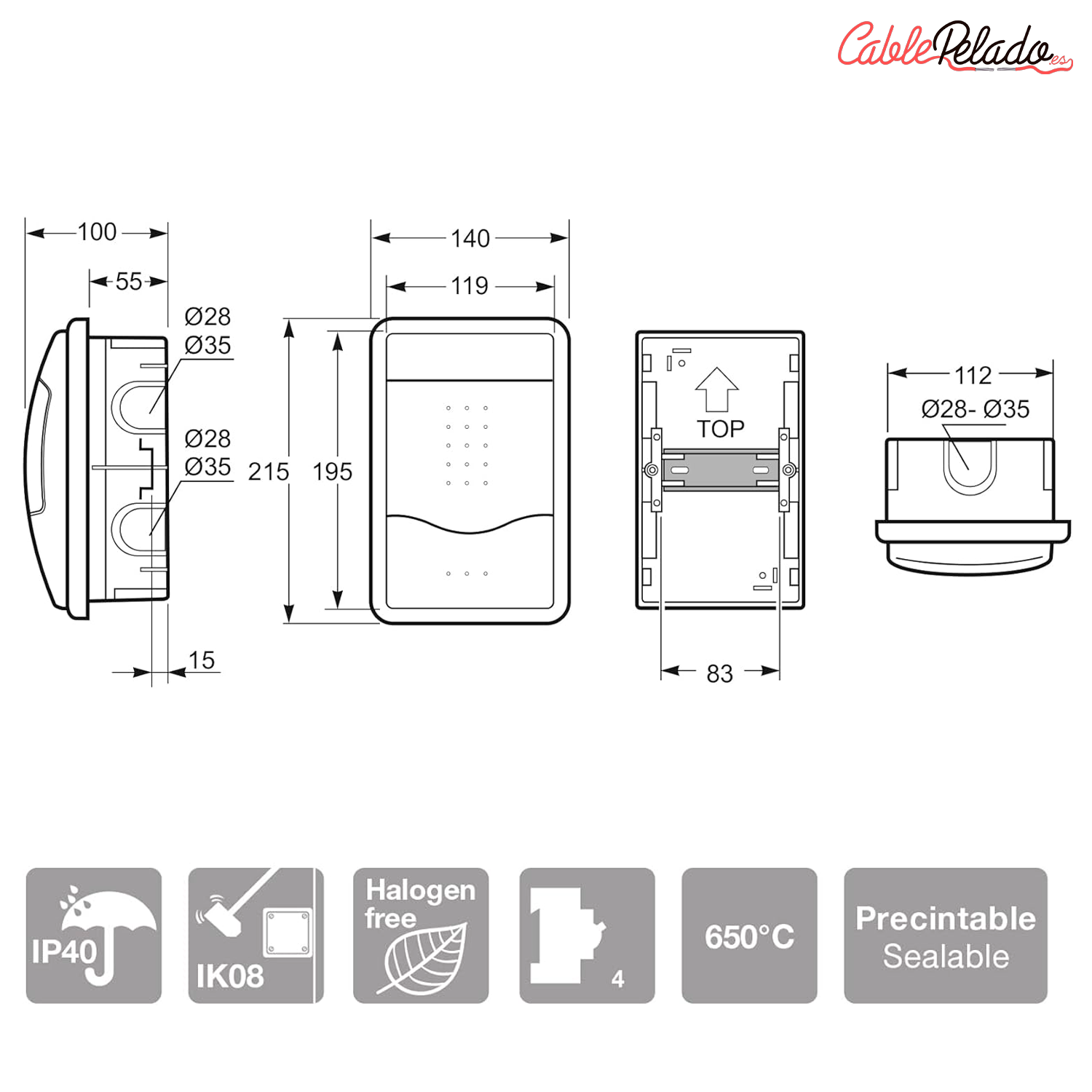 Caja empotrar 1-4 elementos puerta opaca  Blanco