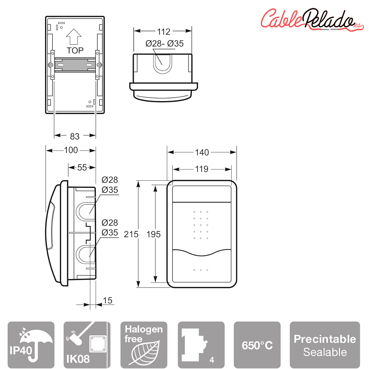 Caja empotrar 10 elementos puerta opaca  Blanco