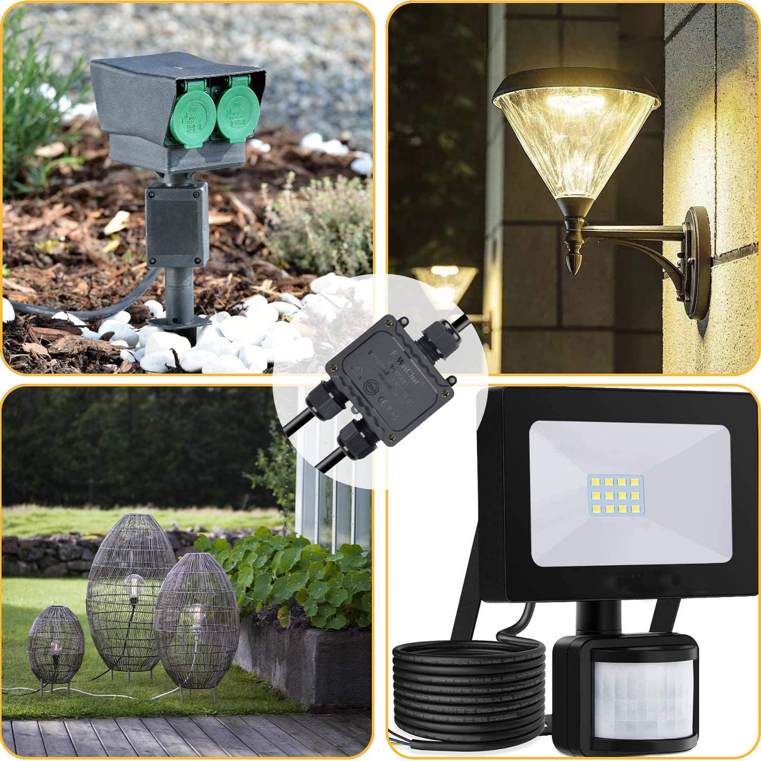Caja estanca empalmes IP68 impermeable 3 conectores  Negro