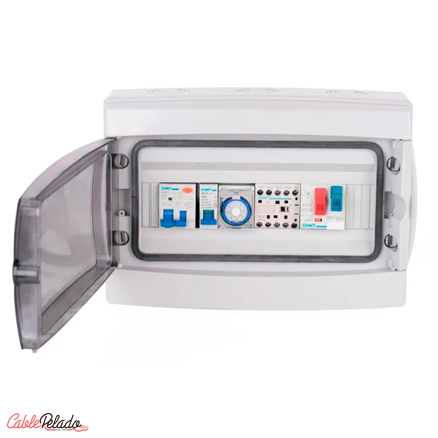 Caja ICP-65 12 elementos puerta transparente  Gris