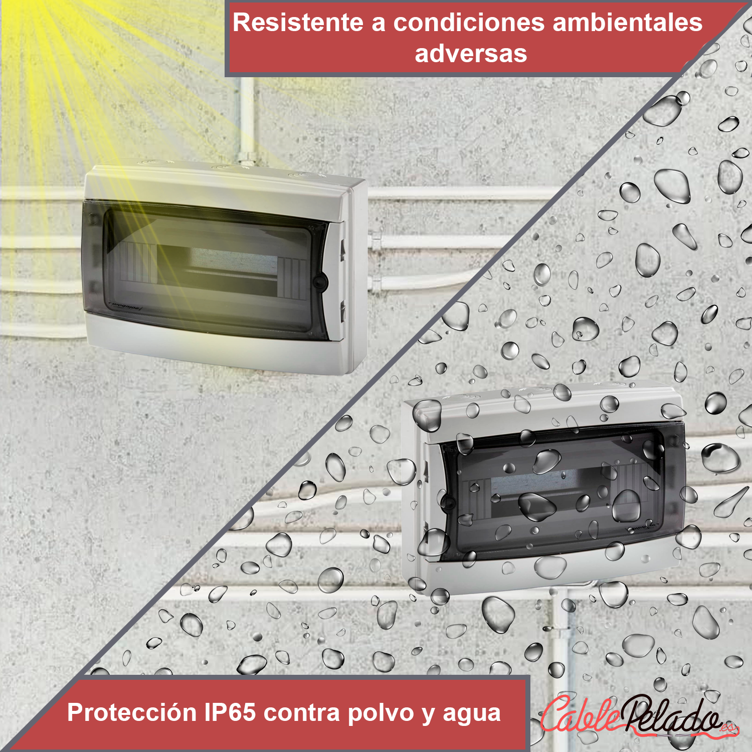 Caja ICP-65 12 elementos puerta transparente  Gris