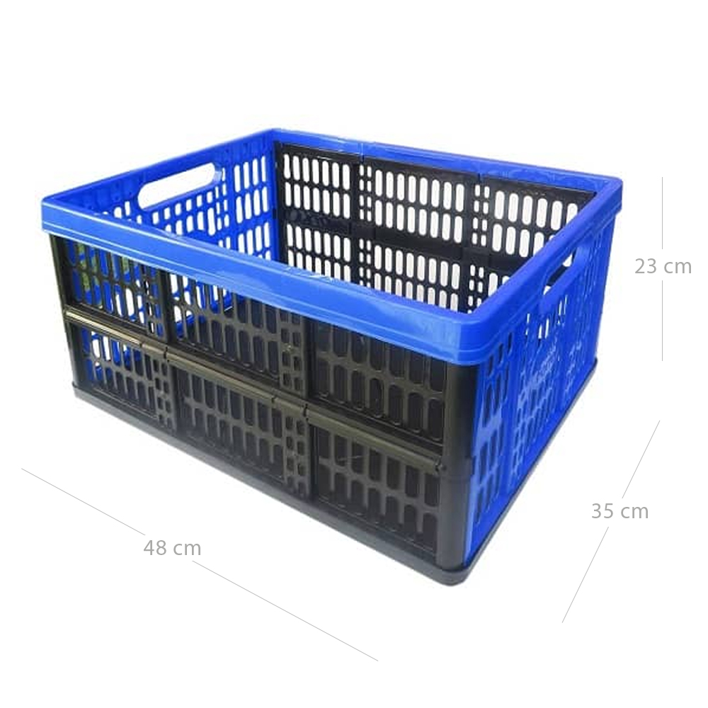 Caja plegable con asas plastico 32 Litros azul-negro