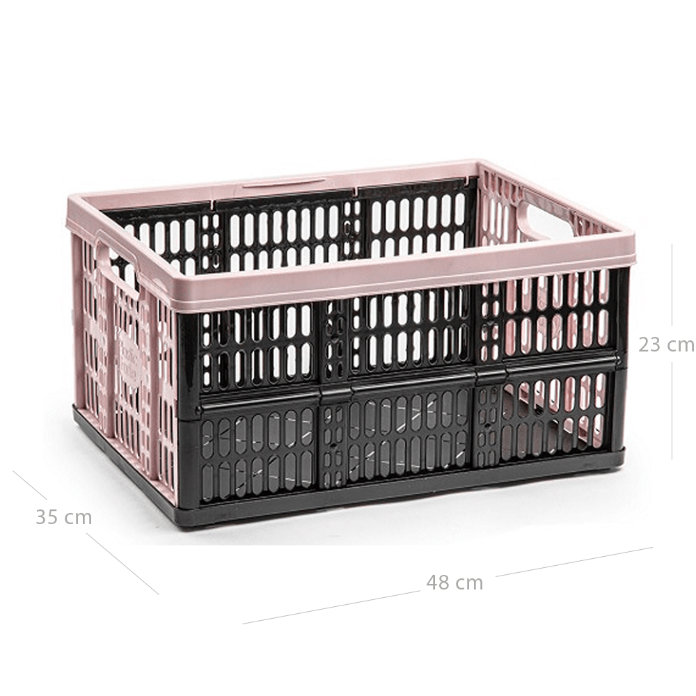 Caja plegable con asas plastico 32 Litros Rosa claro